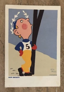 Sports Artist Signed Comic Postcard: Snow Skiing; THE WINNER; Otto Weiss - Picture 1 of 2