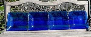 Vintage Pressed Glass Cobalt Blue Matching Serving Dishes 11” Square ~ Set Of 4 - Picture 1 of 13