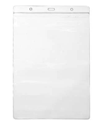 A5 Jumbo Vertical Plastic ID Card Badge Pass Holder Lanyard Clip Pouch 25x17cm - Image 1 of 4