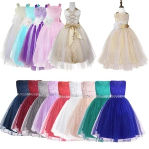 Flower Girls Princess Dress Kid Party Wedding Pageant Birthday Formal Tutu Dress - Picture 1 of 67