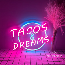 14“ Custom Neon Signs TACOS & DREAMS LED Neon Signs Light Restaurant Decor
