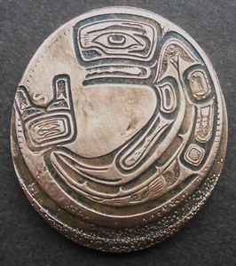HOBO NICKEL/LOVE TOKEN 1947 CND. CENT "HAIDA KILLER WHALE" CAN.SHIP $1.99 - Picture 1 of 2