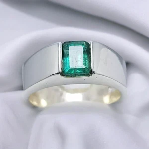 100% Natural Green Emerald Afghan Gems Silver Ring handmade men women wearable - Picture 1 of 4