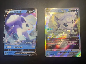 Alolan Vulpix VSTAR 034/195 & V 033/195 Silver Tempest Ultra Rare Pokemon TCG NM - Picture 1 of 4