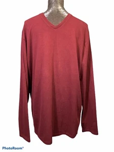 Structure Mens Size XX Large Burgundy Modern Fit Cotton Blend Vneck Shirt - Picture 1 of 8