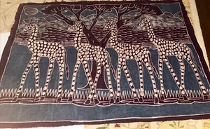 Pintura batik jirafas escena vida silvestre africana original 46” X 31” envío gratuito - Imagen 1 de 4