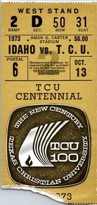 Tablo de entradas 1973 Idaho TCU Amon G Carter estadio fútbol americano universitario - Imagen 1 de 2