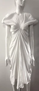 $1320 RICK OWENS / VICIOUS SS14 WHITE IVORY DRAPED RUCHED KITE DRESS - US 8 - Picture 1 of 23