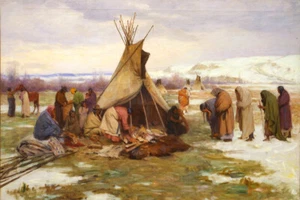 Dividing the Chief's Property by Joseph Henry Sharp Giclee Art Print Ships Free - Picture 1 of 3
