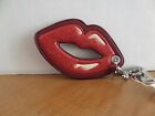 Coach F26900 Red Glitter Lips Leather Keychain