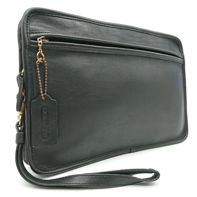 COACH Clutch Bag Purse  Black 0436-432 Leather USA Vintage Old Coach - image 1 of 4
