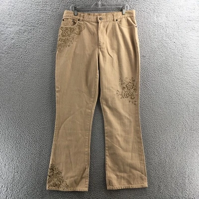 Jeans Lauren Ralph Lauren Floral Bootcut para mujer (35x31 real) beige tiro alto Foto 1 de 4