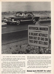1962 Plymouth Valiant: Historical Marker Vintage Print Ad - Picture 1 of 1