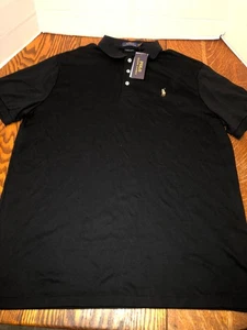 New Polo Ralph Lauren Custom Slim Fit Classic Black Mens Polo Rugby Shirt XL NWT - Picture 1 of 7