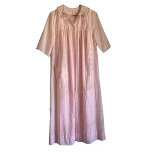Juego Vintage Sears Peignoir Algodón Rosa Claro Bordado Talla Mediana EE. UU. - Imagen 1 de 8