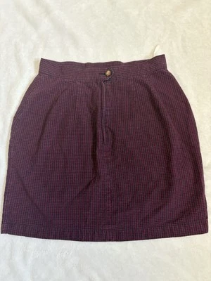 复古 Espirit 海军蓝和葡萄酒格子裙 90 年代 Y2K 尺寸 9/10 小号! 拉链 — 第 1/4 张图片