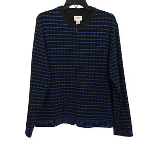 Chico's Travelers Zip Front Jacket Size Large /2 Black & Blue Stretch Athleisure - Picture 1 of 6
