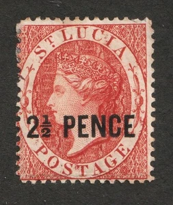 1881 Saint Lucia Sc# 17 Surcharged 2½ Pence, Queen Victoria - MHR Cv$60 - Picture 1 of 1