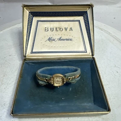 Bulova Miss America Ladies Wind Watch  Ladies Watch 10krgp 1962 Vintage Estate - Image 1 of 4
