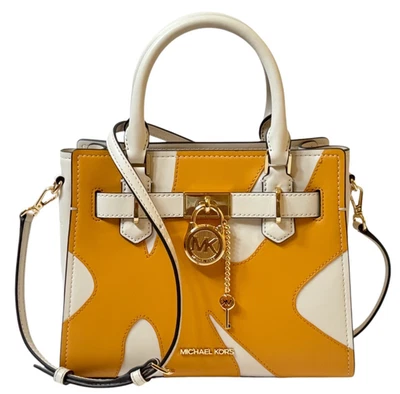 Michael Kors Hamilton SM Satchel Shoulder Bag MK Graphic Logo Light Cream Multi - Image 1 of 4