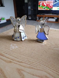 conjunto vintage detallado vitral ángeles decoración navideña atrapasoles artesanales - Imagen 1 de 19