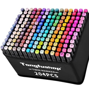 Tongfushop Pennarelli Marcatore 204 Colori Doppia Punta Pantoni Pennarelli ad - Foto 1 di 24