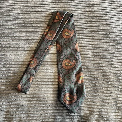 Corbata de Colección Polo Por Ralph Lauren Etiqueta Plateada Paisley Cuello Hecha a Mano Foto 1 de 4