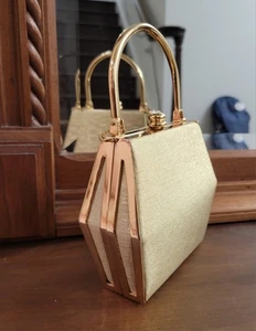 Women Gold Accent Evening Formal Clutch Wedding Banquet Dresses Purse Hand Pouch - Picture 1 of 12