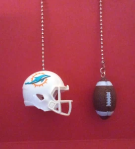 MIAMI DOLPHINS CEILING FAN PULL CHAIN SET HELMET AND FOOTBALL - Picture 1 of 4