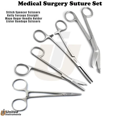 Medical First Aid Trauma Kit Bandage Scissors Spencer Stitch Needle Holder Set - Image 1 of 4