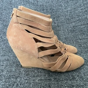 Jeffrey Campbell Vector Wedge Sandals Tan Suede Gladiator Women’s Size 8.5 - Picture 1 of 11