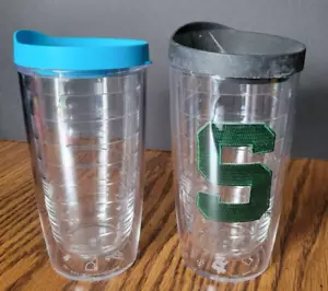 Lot of 2 Michigan State & Clear - Brand New Tervis 16 Oz Tumblers with 2 lids - Picture 1 of 3