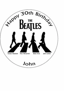 THE BEATLES | ABBEY ROAD NOVEDAD COMESTIBLE PASTEL DE CUMPLEAÑOS TOPPER 7,5" REDONDO - Imagen 1 de 1