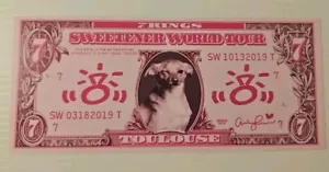 Billete de dólar Ariana Grande Sweetener World Tour escenario dinero usado 2019 - Imagen 1 de 8