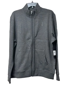 Skechers Apparel Diamond Logo Mock Neck Full Zip Fleece Jacket, Charcoal, L - Picture 1 of 12