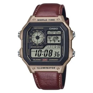 Reloj de pulsera Casio AE-1200WHL-5A digital con correa de cuero marrón para hombre” - Imagen 1 de 5