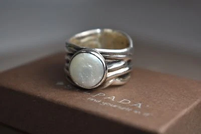 Silpada Mermaid White Coin Pearl Size 8 Sterling Silver Woven Ring R1542 - Image 1 of 4