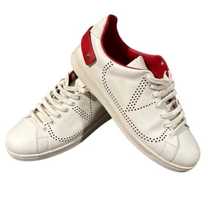 Valentino White/Red Leather Lace Up Low Top Backnet Sneakers Men’s 43.5 - Picture 1 of 9