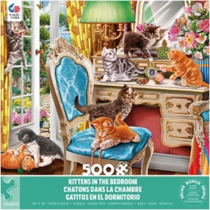Ceaco - Paws Gone Wild - Kittens in The Bedroom - 500 Piece Jigsaw Puzzle - Picture 1 of 1