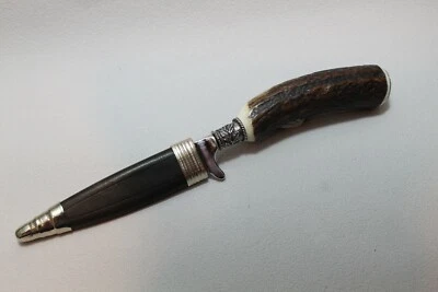 TRACHTENMESSER / JAGDMESSER - HIRSCHHORN GRIFF + Diamant Gravur - Neu - MG10 - Bild 1 von 4