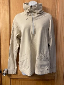 KAVU Sweatshirt Womens Cream Pullover Zip Up Funnel Neck Size Large (W) - Picture 1 of 17