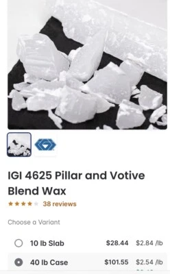 Candle Science Paraffin Wax IGI4625 Candle Making 40lb Case Wax Melt Clamshell - Image 1 of 4