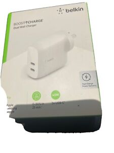 BELKIN BOOSTCHARGE Dual USB-C PD Wall Charger 40W - White