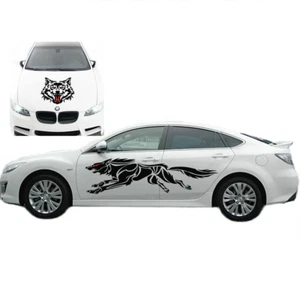Graphics Wolf Head Car Hood Side Sticker For BMW Toyota Audi Nissan Honda VW - Picture 1 of 6