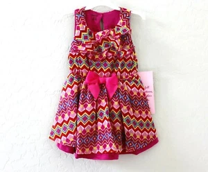 Nannette Girls Sleeveless Chevron Ruffle Dress Matching Panty Size 12M Pink - Picture 1 of 3