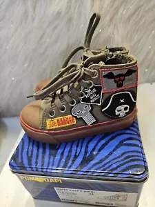 POM D'API KIDS SIZE 24 US SIZE 7.5 TODDLER KAKI MILITARY HIGH TOP SHOE NEW - Picture 1 of 10