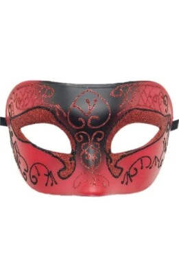 Mens Masquerade Party Mask Vintage Greek Roman Venetian Halloween Cosplay- Red - Image 1 of 3