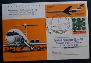 1972 Poland Flight Cover Warsaw to Toronto on "Mikolaj Kopernik" ties 2 stamps - Bild 1 von 2