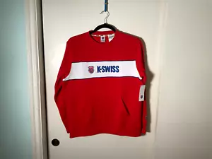 Sudadera con capucha para hombre K-Swiss roja con logotipo deletreado nueva con etiquetas talla L - Imagen 1 de 5