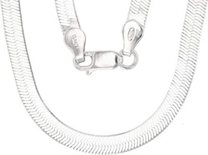 Solid 925 Silver Plated Herringbone Link Chain Necklace & Bracelet / Men & Women - Picture 1 of 6